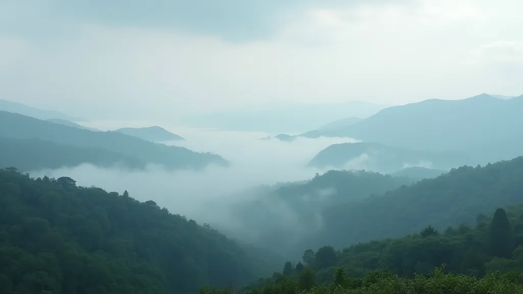 A misty landscape under a warm front