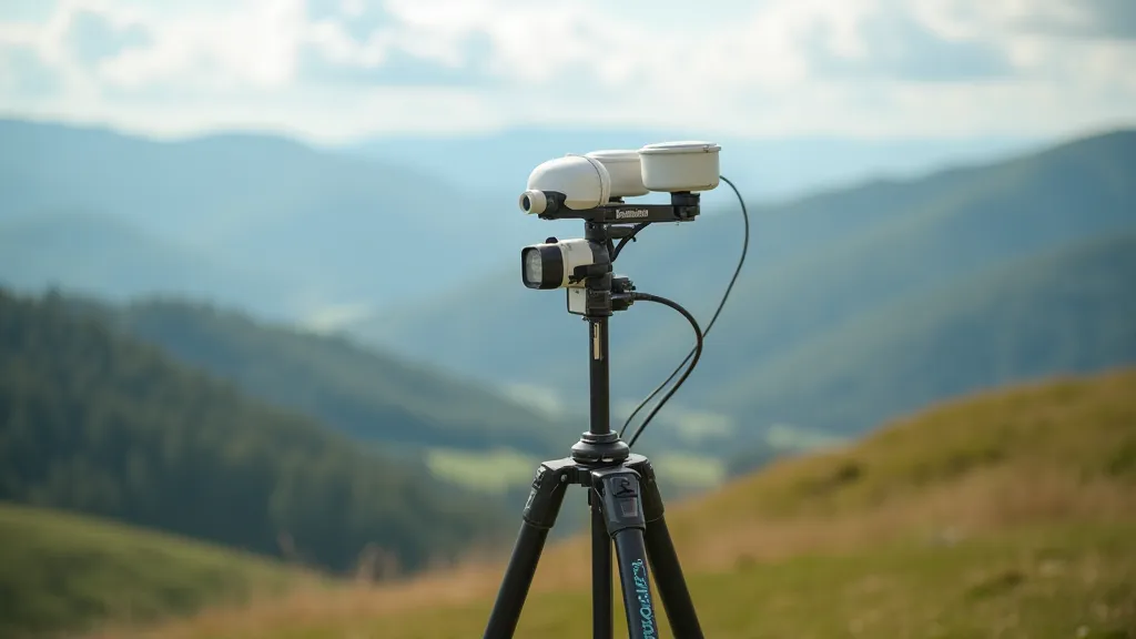 Weather station sensors on a tripod