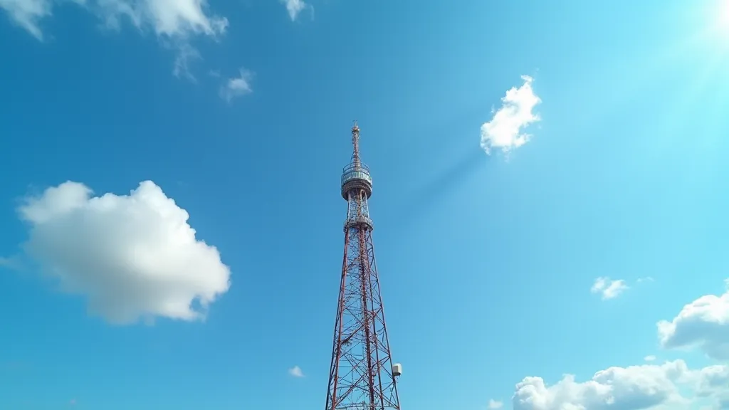 Weather station tower with a clear sky