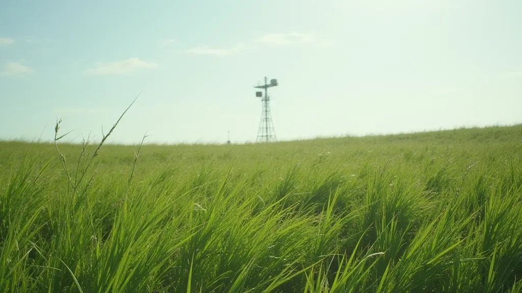 Weather station in a field with clear sky
